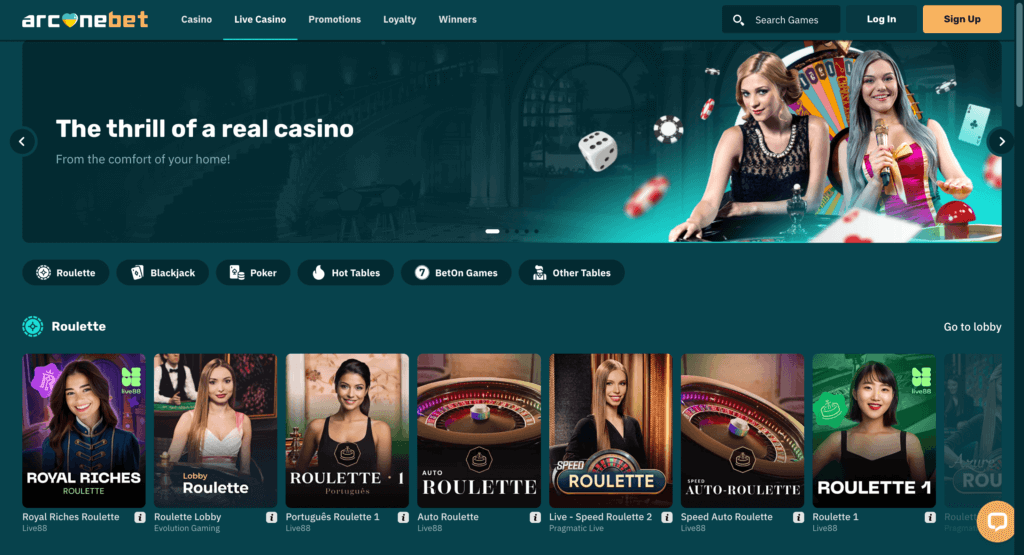 Arcanebet Live Casino