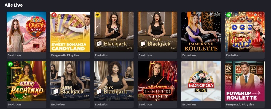 Asino har et live casino med klassiske bordspill og live game show-spill