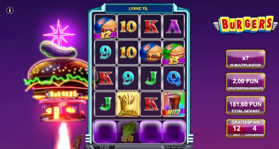 Burgers har spennende free spins med multiplikatorer