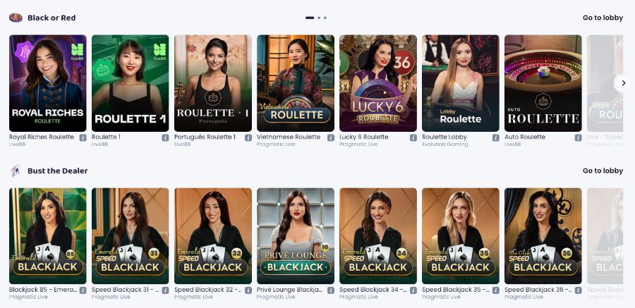 CasinoVibes har et live casino med klassiske bordspill og live game show-spill