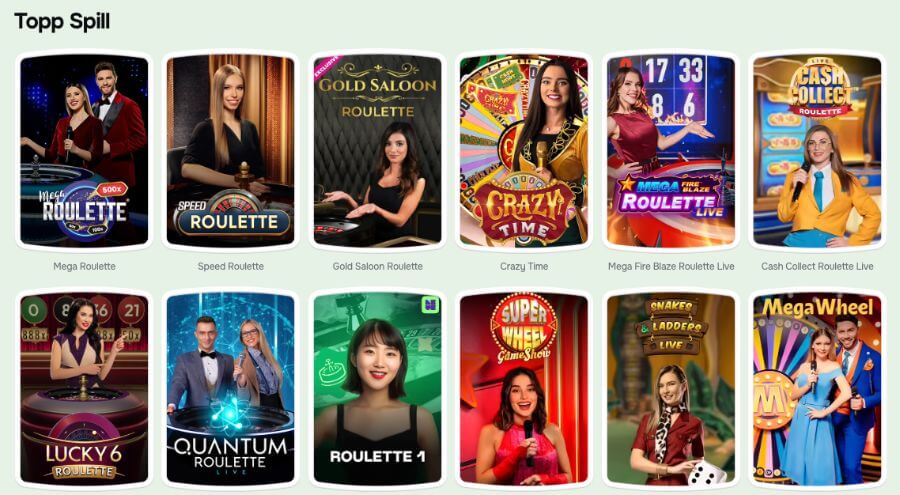 Casinolo har et live casino med klassiske bordspill og live game show-spill