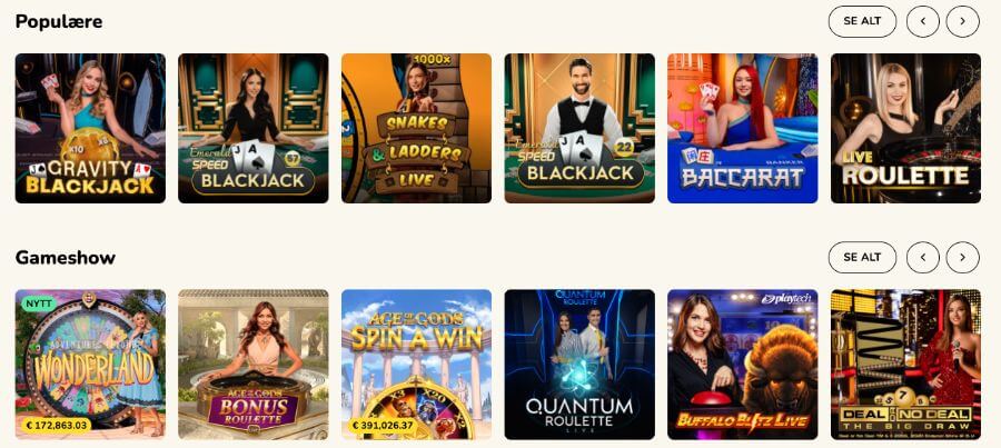 FatFruit har et live casino med klassiske bordspill og live game show-spill