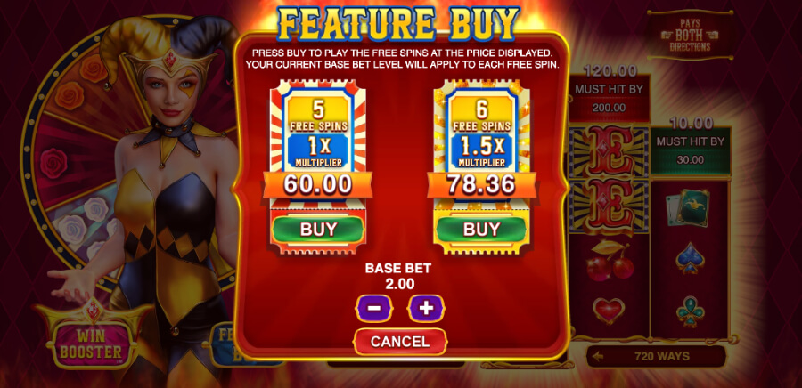 Spilleautomaten Fire and Roses Joker 2 All-In har også en bonus buy-funksjon tilgjengelig