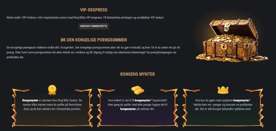 King Billy Casino har et kongelig VIP-program