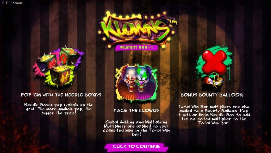 Spilleautomaten Klowns fra Hacksaw Gaming kommer med skumle klovner og herlig stemning