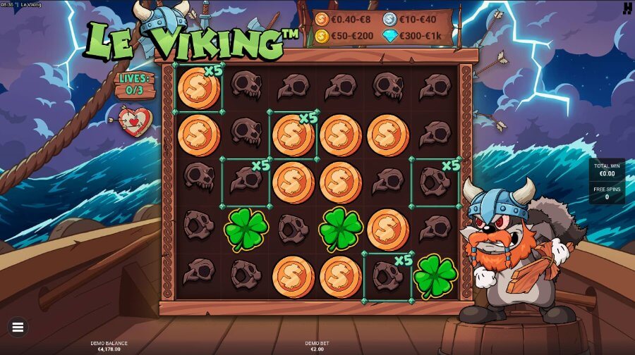 Ragnarok free spins på spilleautomaten Le Viking har fen rammer med 5x-multiplikatorer