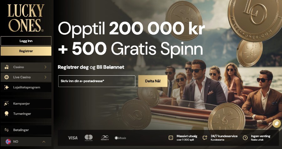 Lucky Ones har en fin forside og en gigantisk velkomstbonus