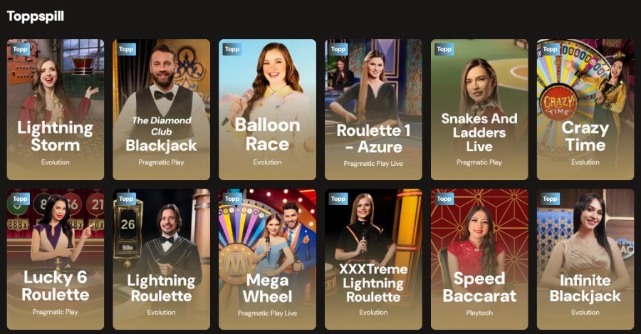 Lucky Ones har et live casino med klassiske bordspill og flere live game show-spill