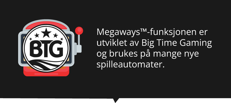 Spillutvikleren Big Time Gaming (BTG) står bak Megaways™-funksjonen som brukes på veldig mange spilleautomater nå for tiden