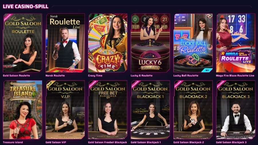 Roby Casino har også et live casino med klassiske bordspill og live game show-spill