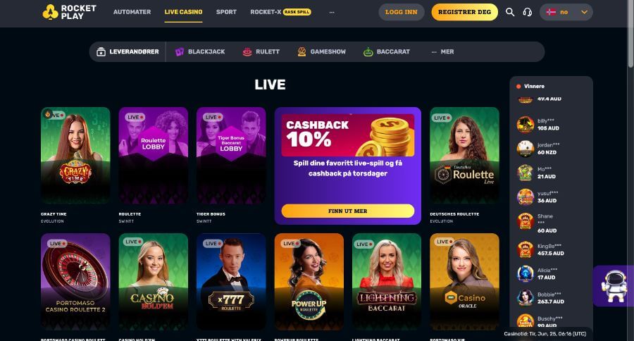 Rocket Play Live Casino