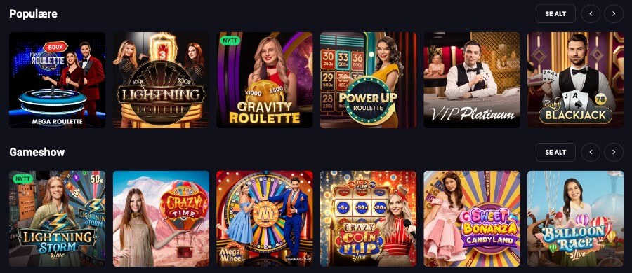 RollXO har et live casino med flere klassiske bordspill og live game show-spill