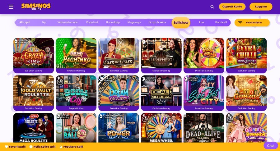 Simsinos Casino Game Shows