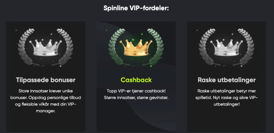 Spinline har et spennende VIP-program med belønninger og ekstra fordeler