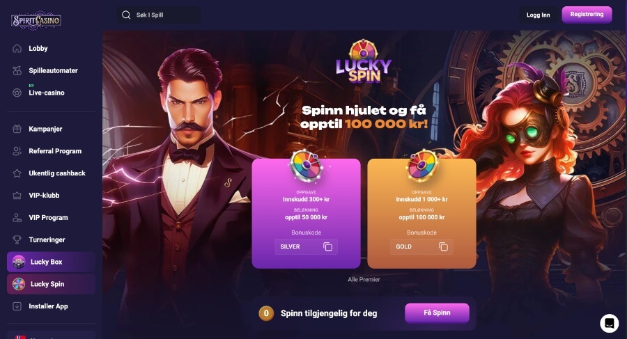 Spirit Casino Spinn hjulet