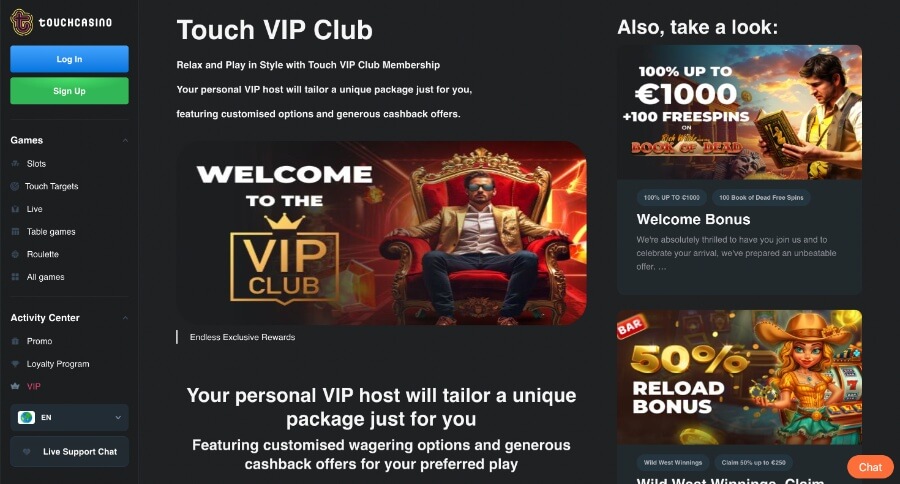 Touchcasino VIP-klubb