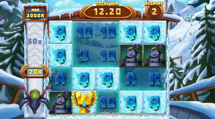 Det første bonusspillet på Winter Champions er skihopp-free spins